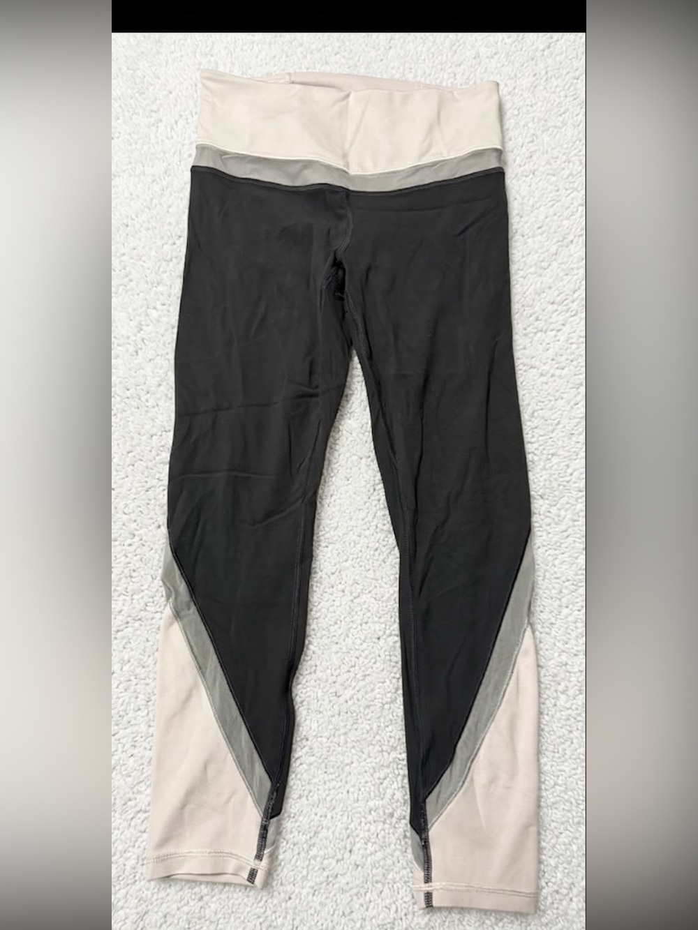 Athleta Colorblock Mesh Crop Leggings Women's Size XS Gray White